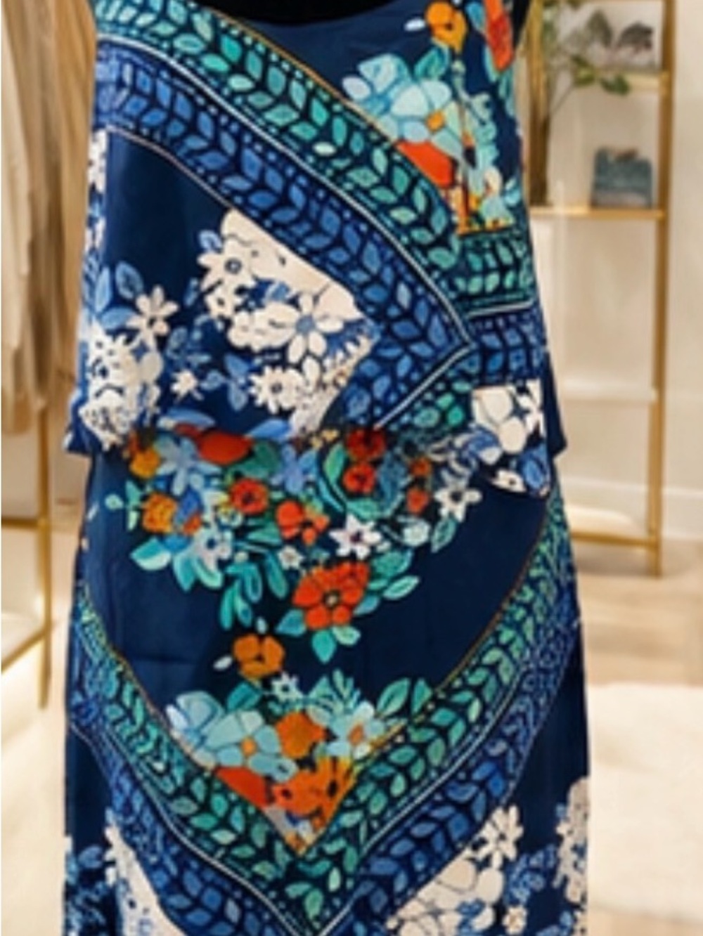 Maeve Anthropologie Navy Floral Layered Dress Size 8